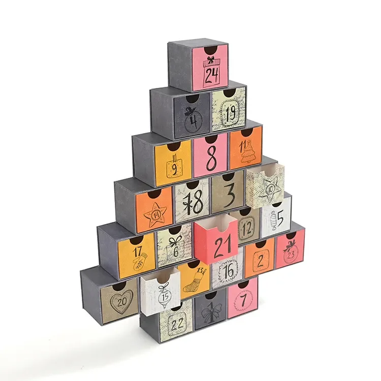 Empty Advent Calendar Box For Gift Packaging, Christmas Advent Calendar Gift Box Packaging For Chocolate