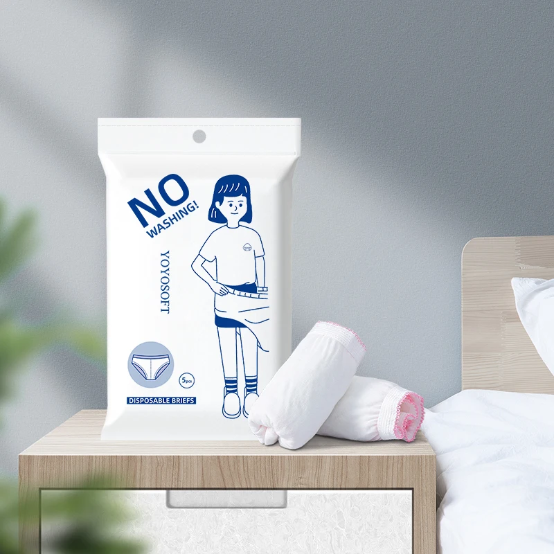 Wholesale Price Customize Package OEM  Disposable Pure Cotton Female Briefs Breathable Woman Underwear 5pcs