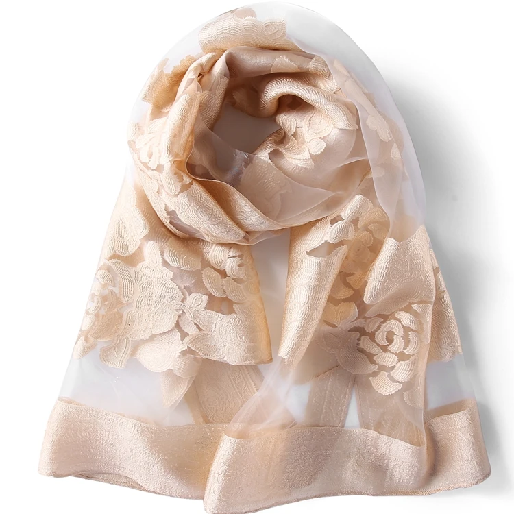 2020 spring fall fashion design embroidery floral solid shawl scarf