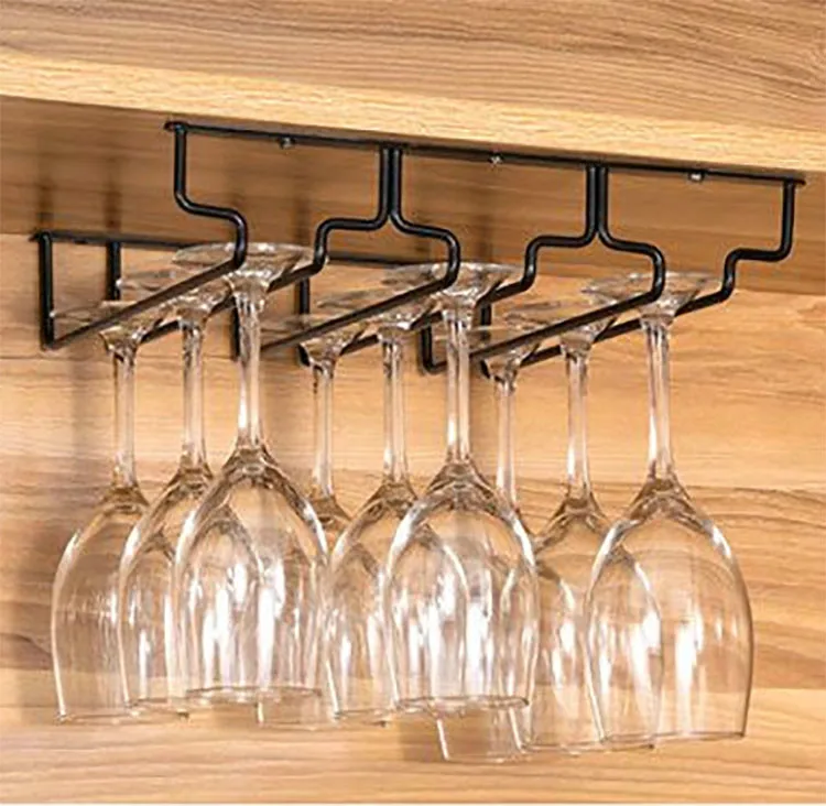 Under Cabinet Metal Wire Kitchen Goblet Storage Rack Wine Glass Rack Hanging Glass Cup Holder