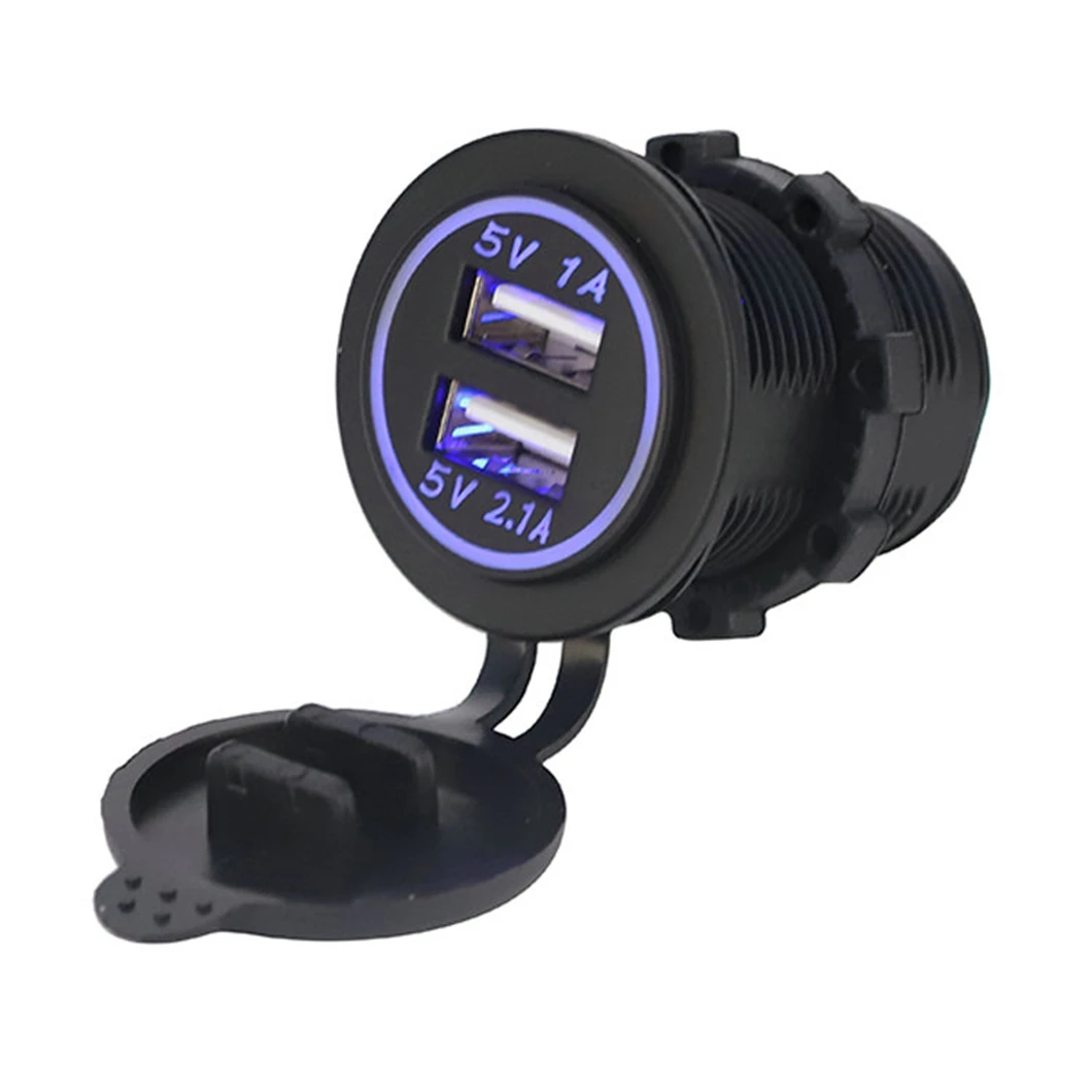 12V 24V 2.1A 1.0A Dual Usb Socket Charger Accessory Power Waterproof 2 Port LED LAMP Socket for Car Boat Marine Mobile