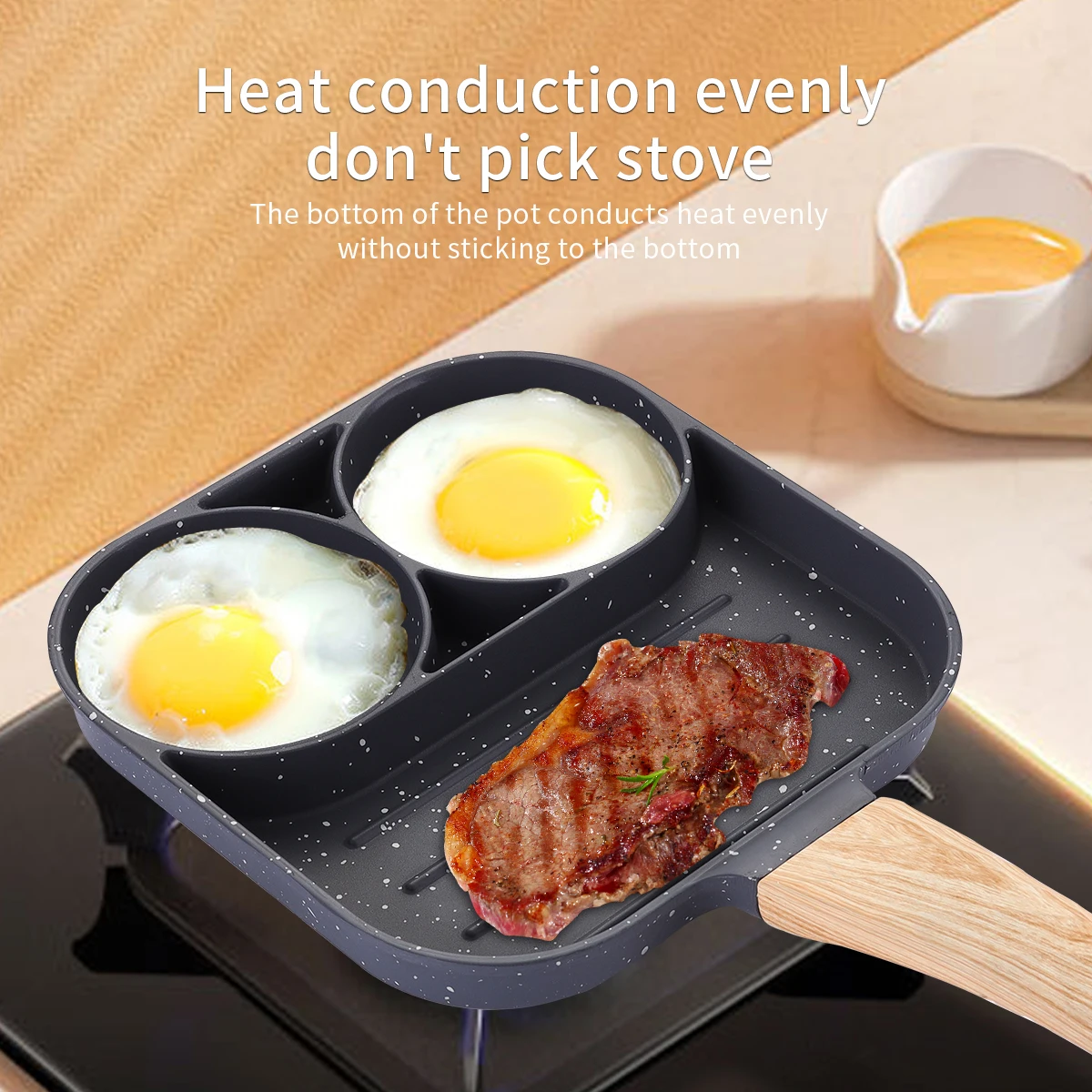 non-stick less smoke Aluminual egg & steak frying Pan for ceramic hob and gas stove