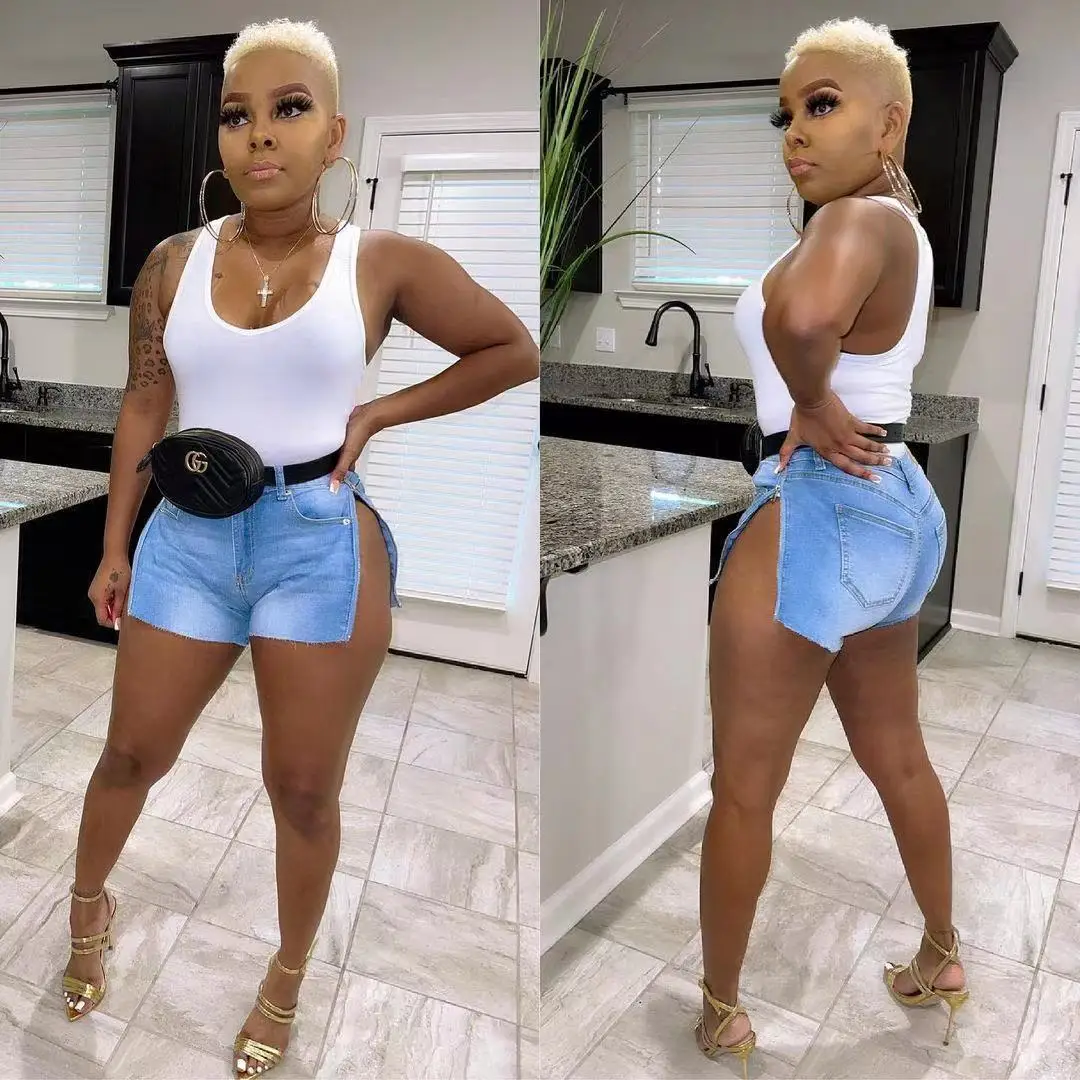 2021 plus size New Fashion womens jean shorts Irregular torn hole stretch denim short jeans pants for woman