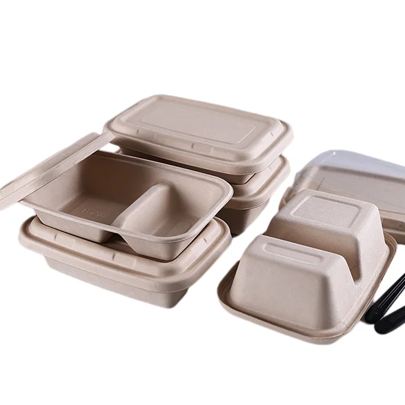 Compostable wheat straw pulp lunch food box disposable take out food container