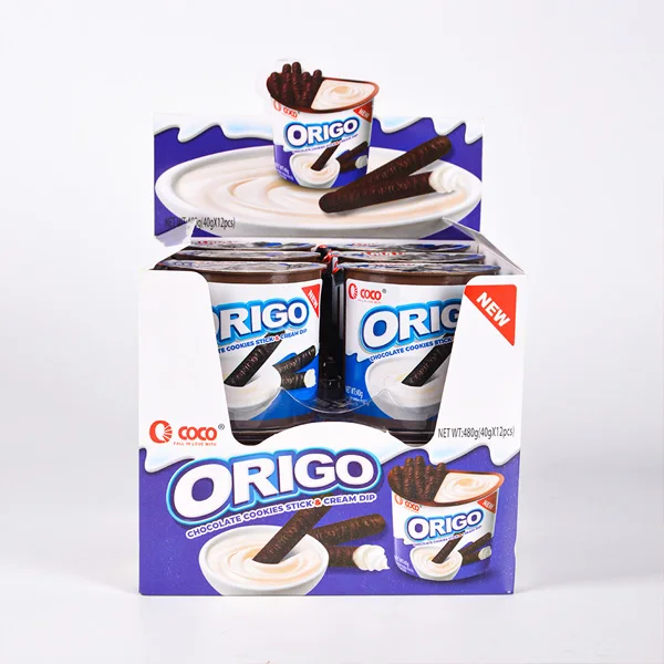 Wholesale Custom Milk Cream Jam Coated Chocolate Cookies Stick