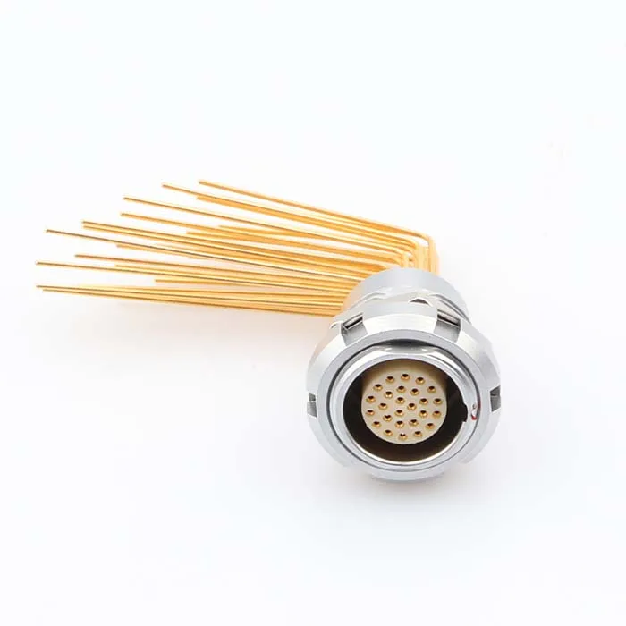 MOCO Z2 Medical Equipment Connector Fixed Socket With Two Nuts Elbow 90 Angle Contact For PCB Circular Precision Connector