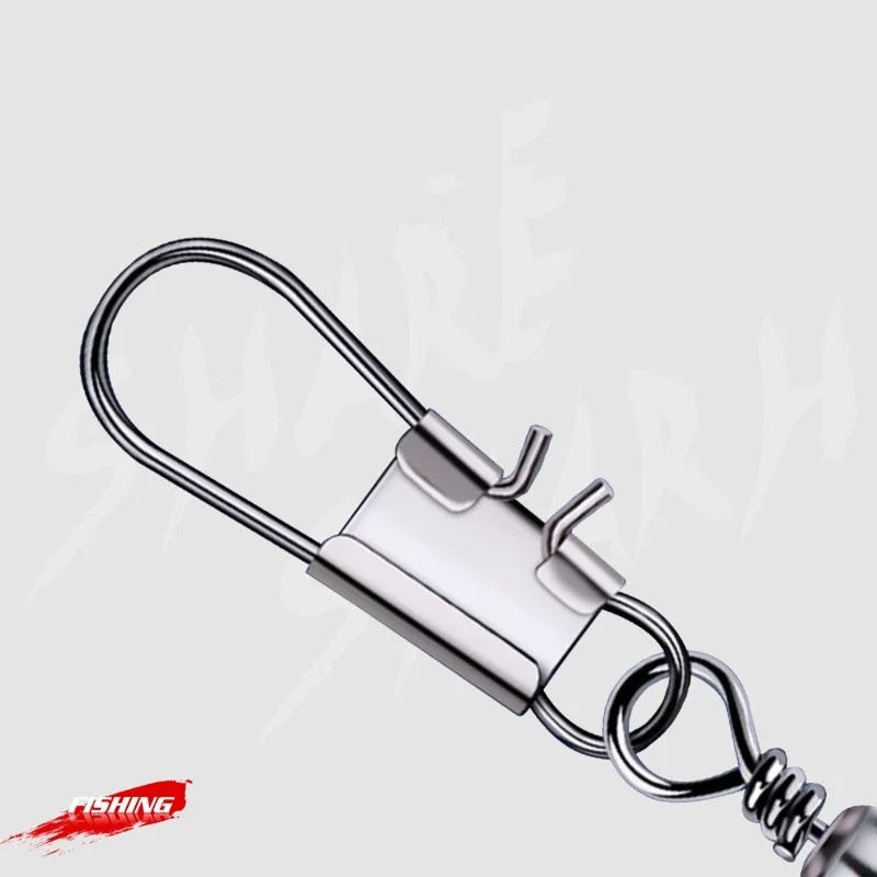 SEASKY Barrel Fishing Swivel With Safety Snap Fishing Lure Line Connector Snap Swivels Solid Ring Fishing Tackle Accessories