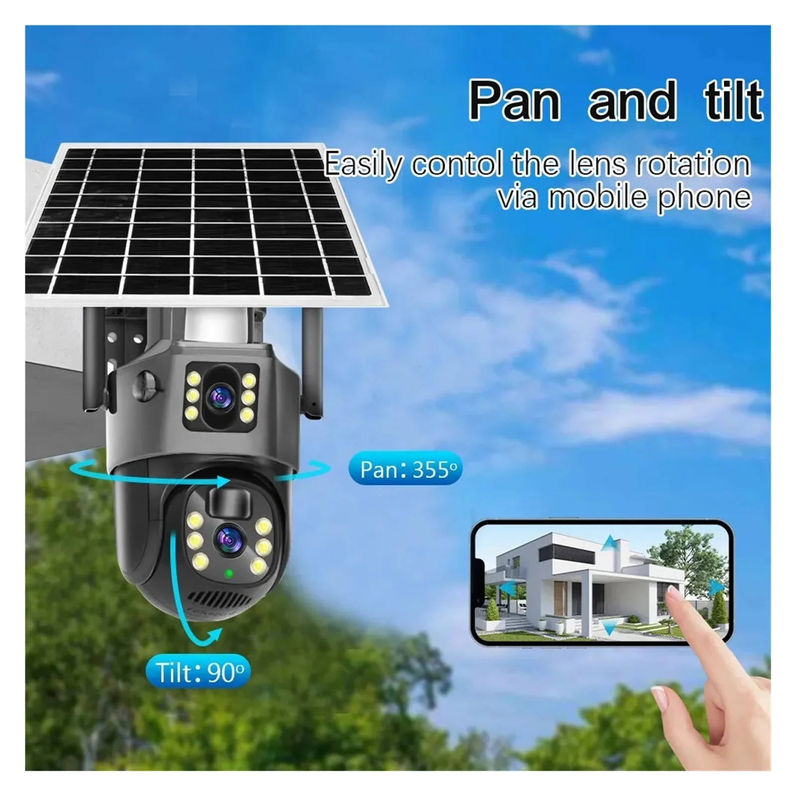 Senhuo V380 4K двойной объектив Wi-Fi солнечный CCTV 10x зум наружная Безопасность IP-защита 360 камеры 