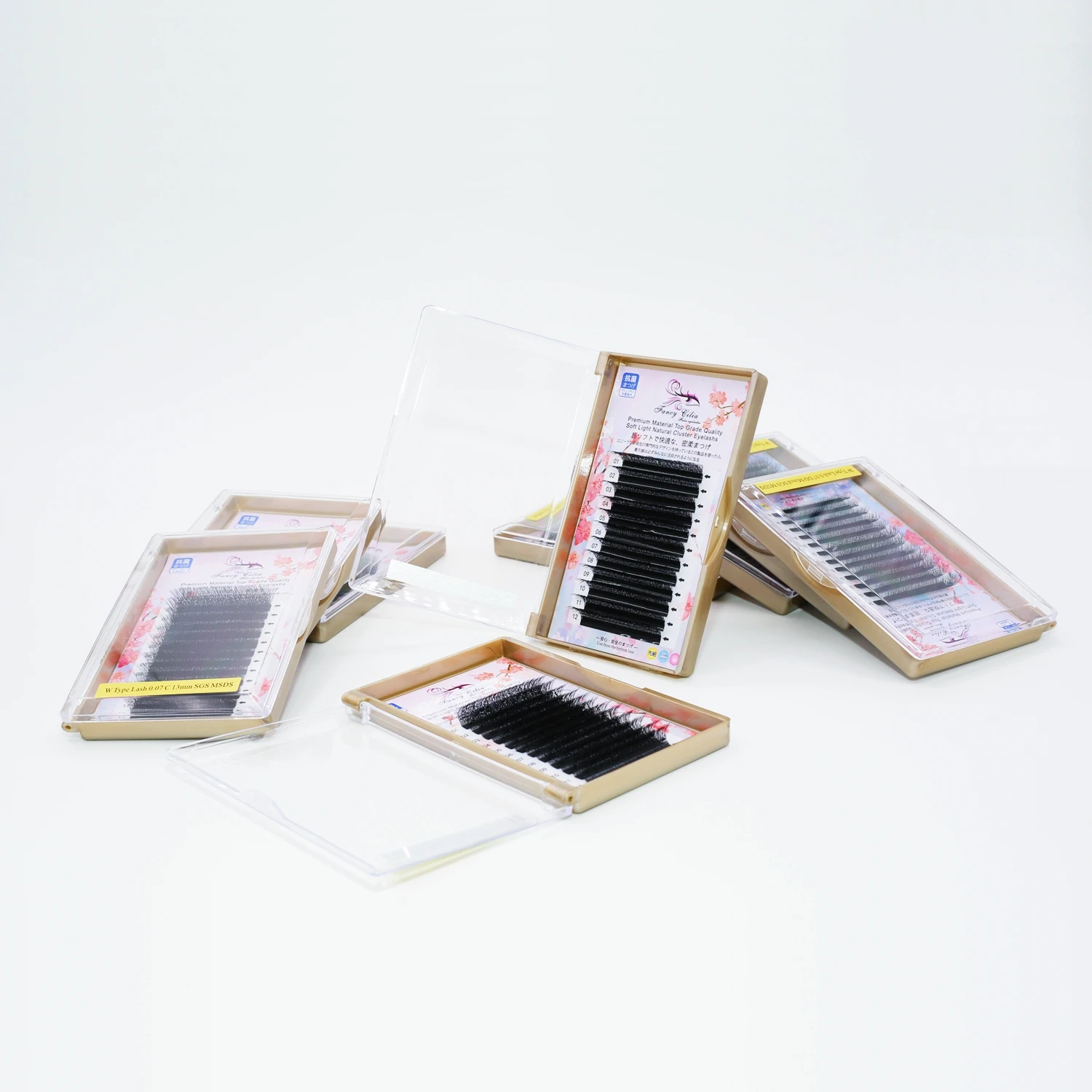 Faux Mink Eyelashes 0.07 Custom Package W Lashes Clover Grafted Eyelashes Extensions Supplies Professional Fancy Cilia China