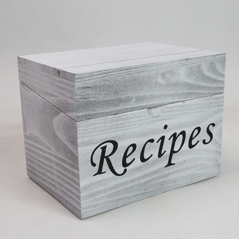 Vintage Style Solid Wooden Recipe Organizer Wood Recipe Box Kitchen Recipe Card Box