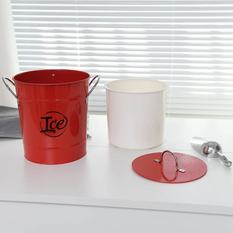 Ice bucket with plastic liner and ice scoop