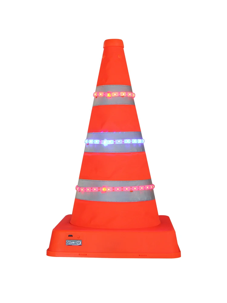 Orange waterproof warning Portable Pop Up collapsible light road cone 16 inch reflective led traffic cone for private car