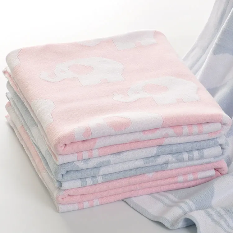 Personalized year growth organic cotton knitted baby cot blanket customized