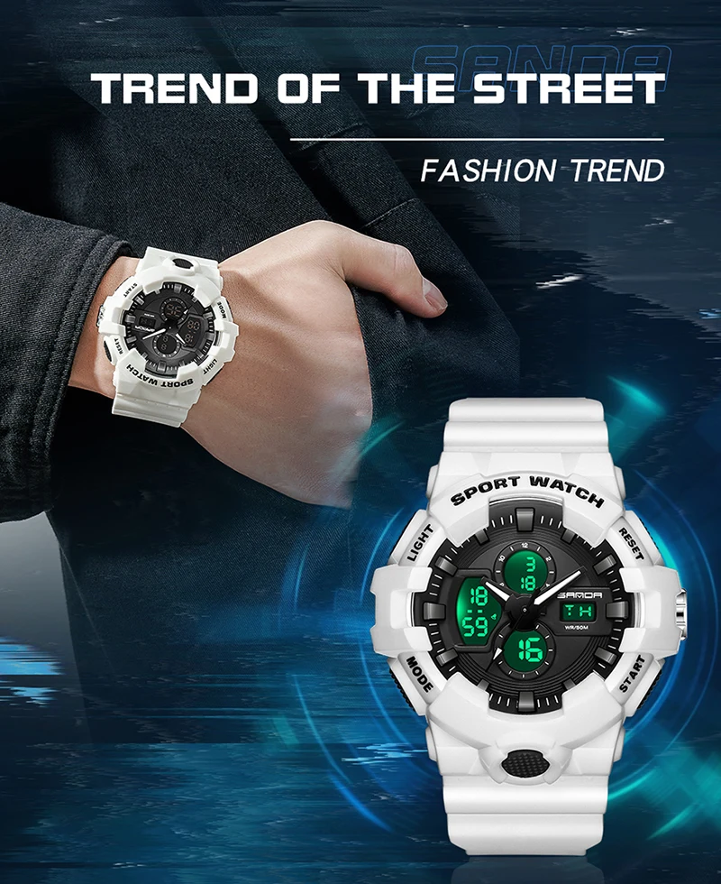 Suxuan Sanda 3131 Fashion Mens Watches Led Sport Waterproof Watches Top Luxury Brand Digital Male Quartz Wrist Watch Relogi