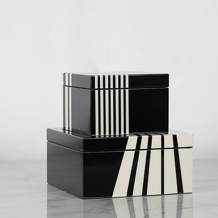 hot-sell modern home interior black white nordic mdf piano lacquer jewelry box for home decoration