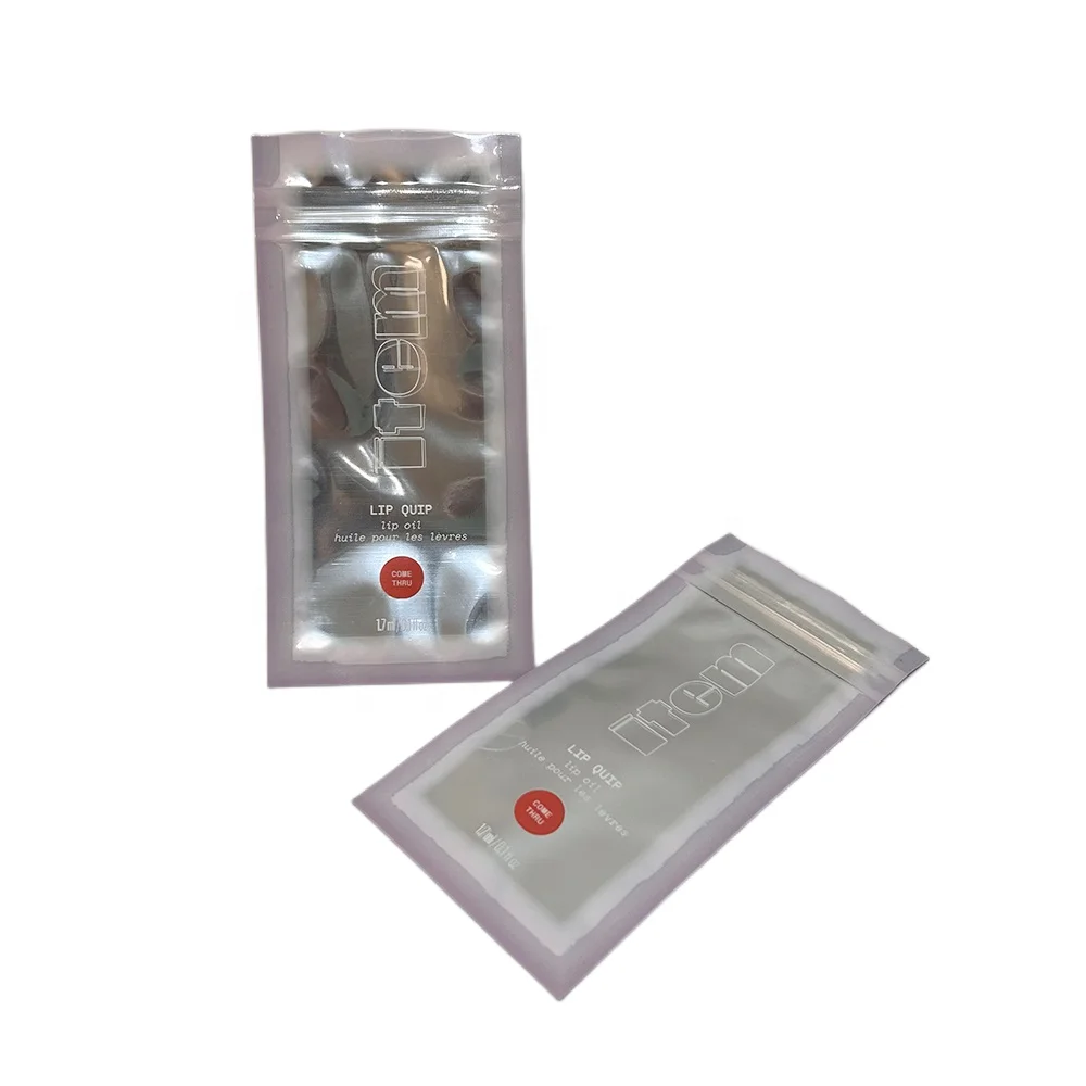 Customized Cosmetic Resealable Mylar Zipper Bag Lip Oil Makeups Zip Lock Bag