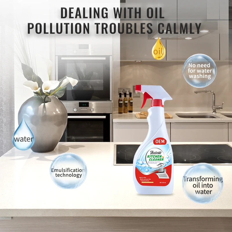 OEM/ODM Customized label multifunctional spray household oil stain remove cook ware cleaning kitchen cleaner spray 561ml