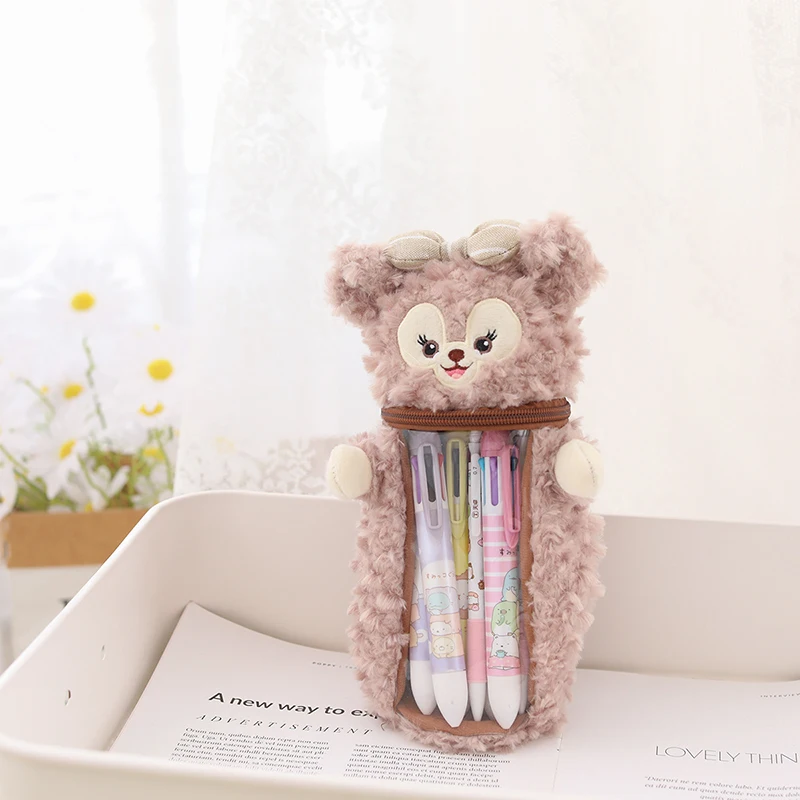 Kawaii Sanrio Plush Cartoon Kitty Kuromi My Melody Cinnamonroll Pen Holder Cute Student Study Stationery Storage Bag Kids Gift