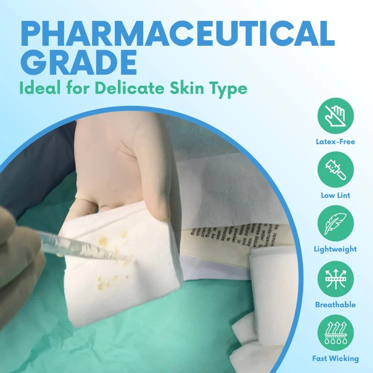 Hot Sale 4-Ply Square Soft Non-Woven Gauze Pads for Tooth Extraction and Dental Procedures