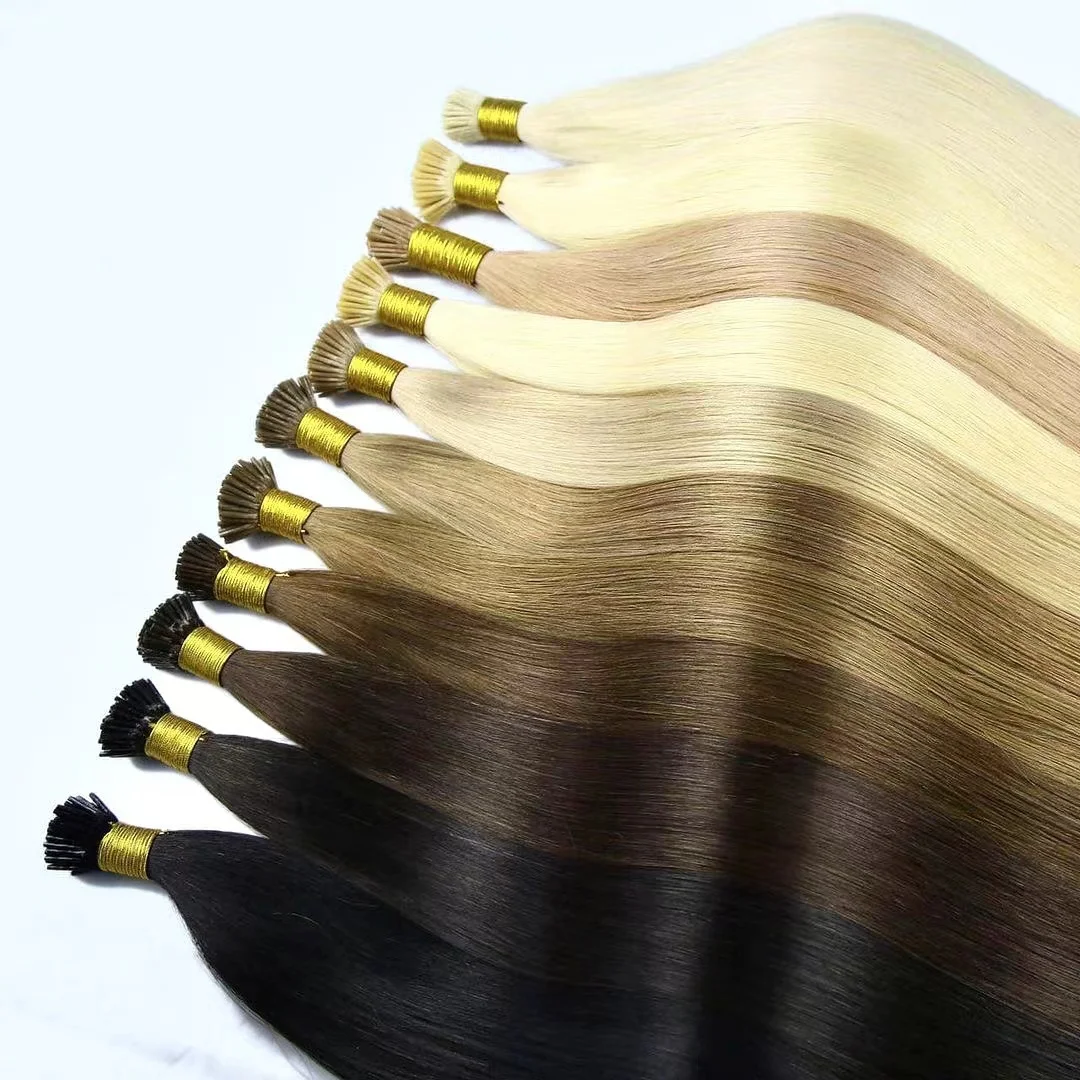 Wholesale Double Drawn Italian Prebonded i Tip U Tip Hair Extensions Virgin Keratin Human Hair Extension