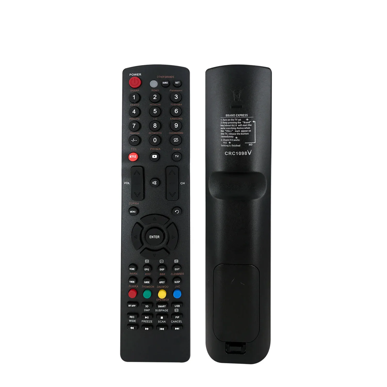 High quality new type CRC1098V universal LCD/LED tv remote control with better price