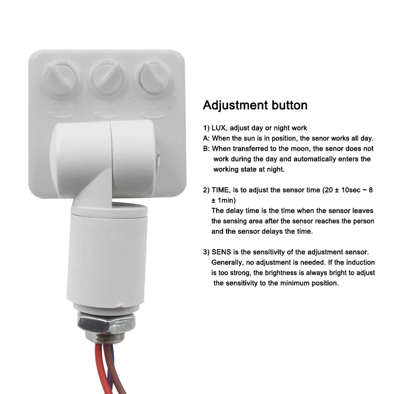 High Quality 10MM 220V PIR Infrared Motion Sensor Detector Adjustment Mode Switch Rotate160 Degrees For Outdoor LED Lighting