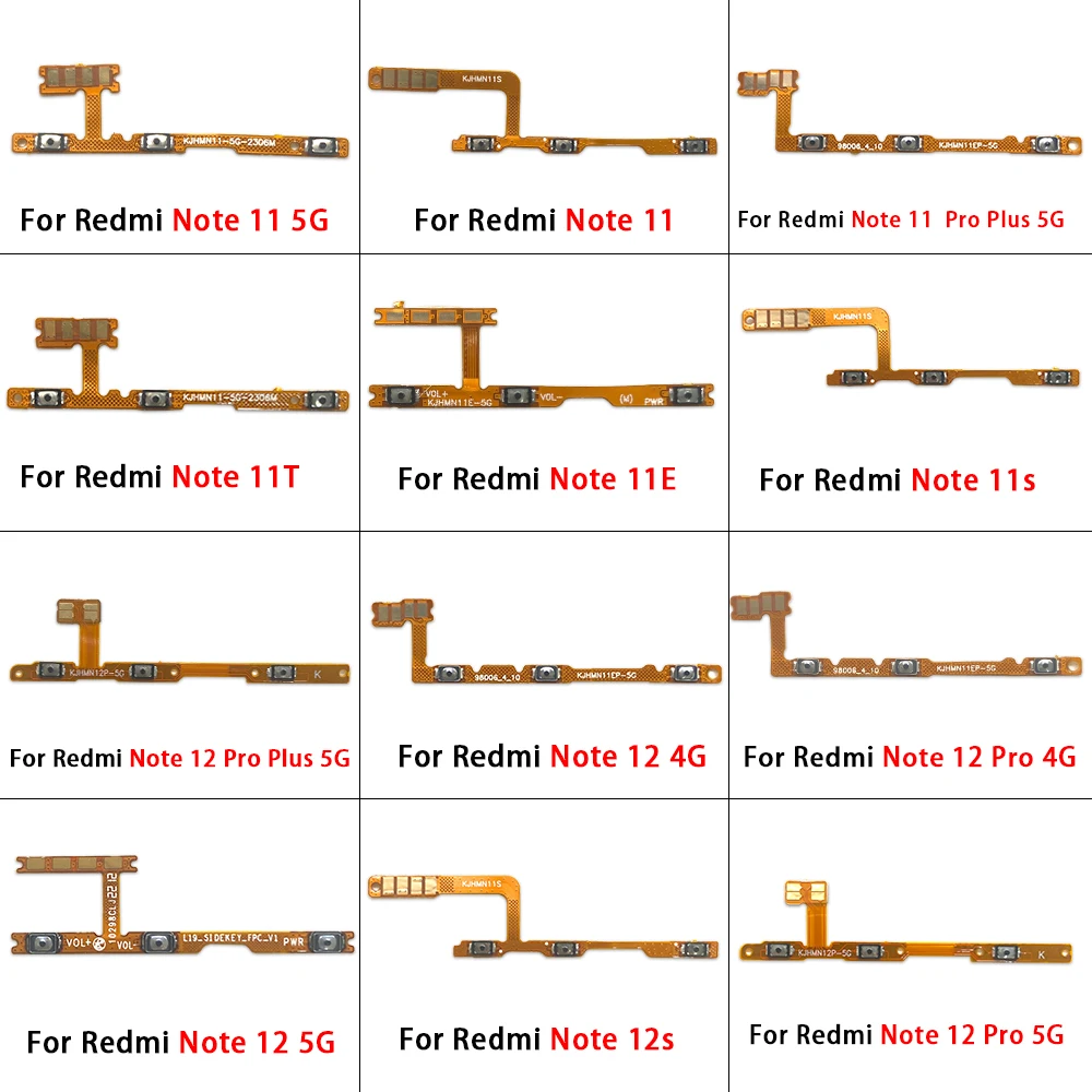 Phone Volume Side Power Flex For Xiaomi Redmi Note 12S 11S 12 Pro Plus 5G 4G Power on off Button Key Flex Cable Replacement