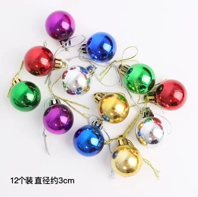 Premium Quality 12pc Pack Colorful Disco Ball with Hanging String Christmas Tree Decoration Cake Accessories Metallic Faux ball