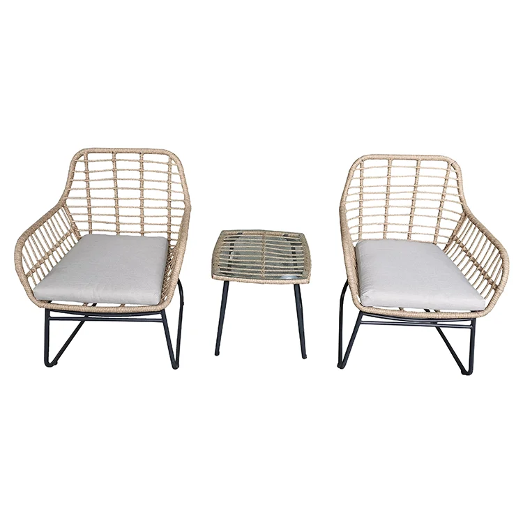 cheap low price Outdoor Furniture Rattan Coffee Chair Steel Garden Armrest Chair for Hotel Coffee Shop