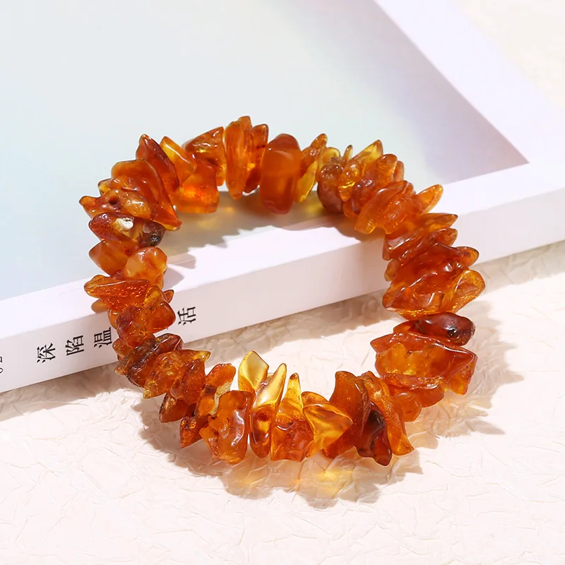 Baltic Amber Crystal bracelet Natural Amber Crushed Stone Bracelet Irregular Raw Stone Bracelet Women Gift