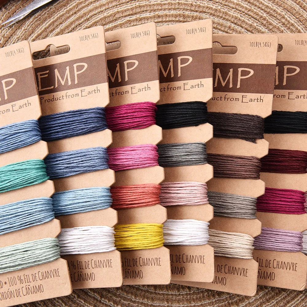 Ready to Ship Hand Knitting 1MM Waxed Hemp Cord Wholesale Sell by Card 19Colors