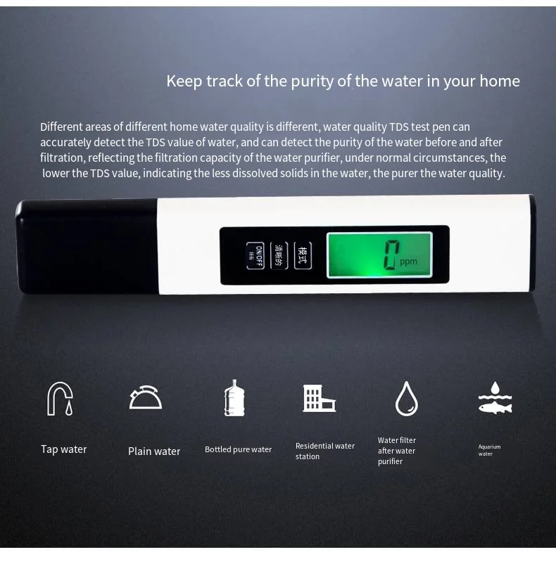 Tds Tester 0-9990 Ppm Tds Meter Hold Lcd Digital Water Tester Pen Ppm Meter Filter Stick Water Purity Tester A2
