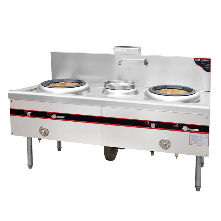 Commercial Stainless Steel Heavy Duty Gas Wok Stove Chinese Cooking Range With 2-Burner With High Quality