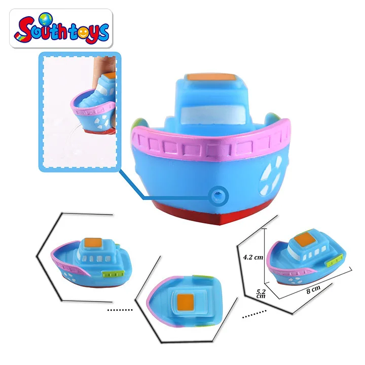 Rubber Floating Squirt Boats Bath Toy For Baby