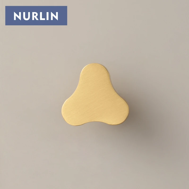 Nurlin Solid Brass Clover Fresh Style Cabinet Knobs Wall Clothes Single Hook Furniture Wardrobe Door Drawer Handle Customizable