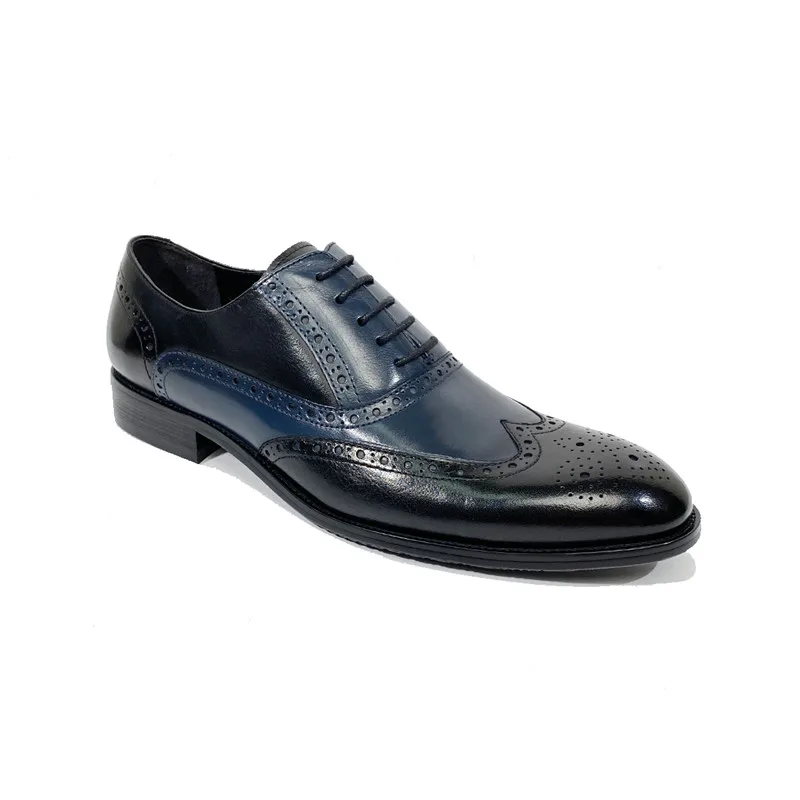 
Female Custom Italian Oxford Brogue pointed Genuine Leather For Man Luxury Dress Shoes 