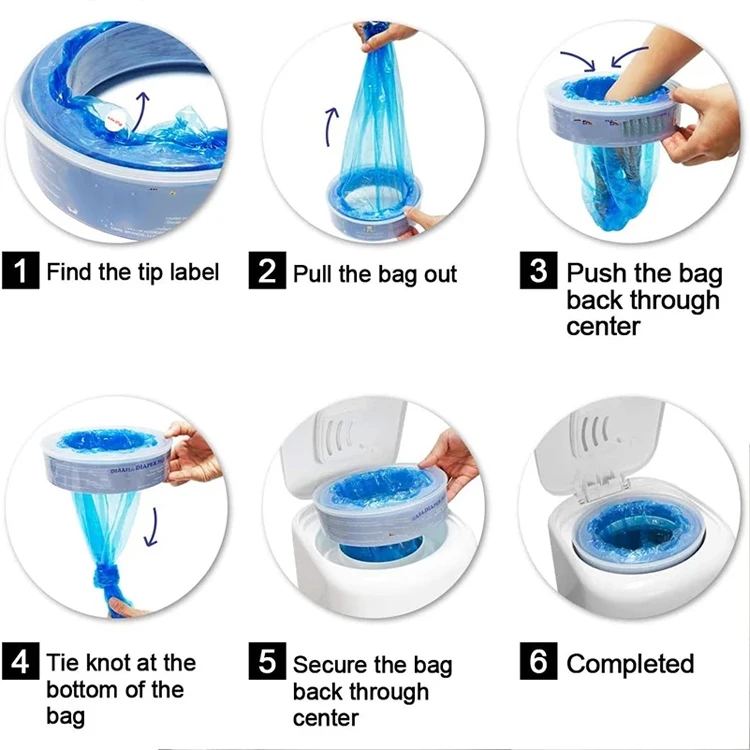 Biodegradable Thicken Garbage Plastic Trash Waste Replacement Pouch Baby Diaper Pail Genie Refill Bags