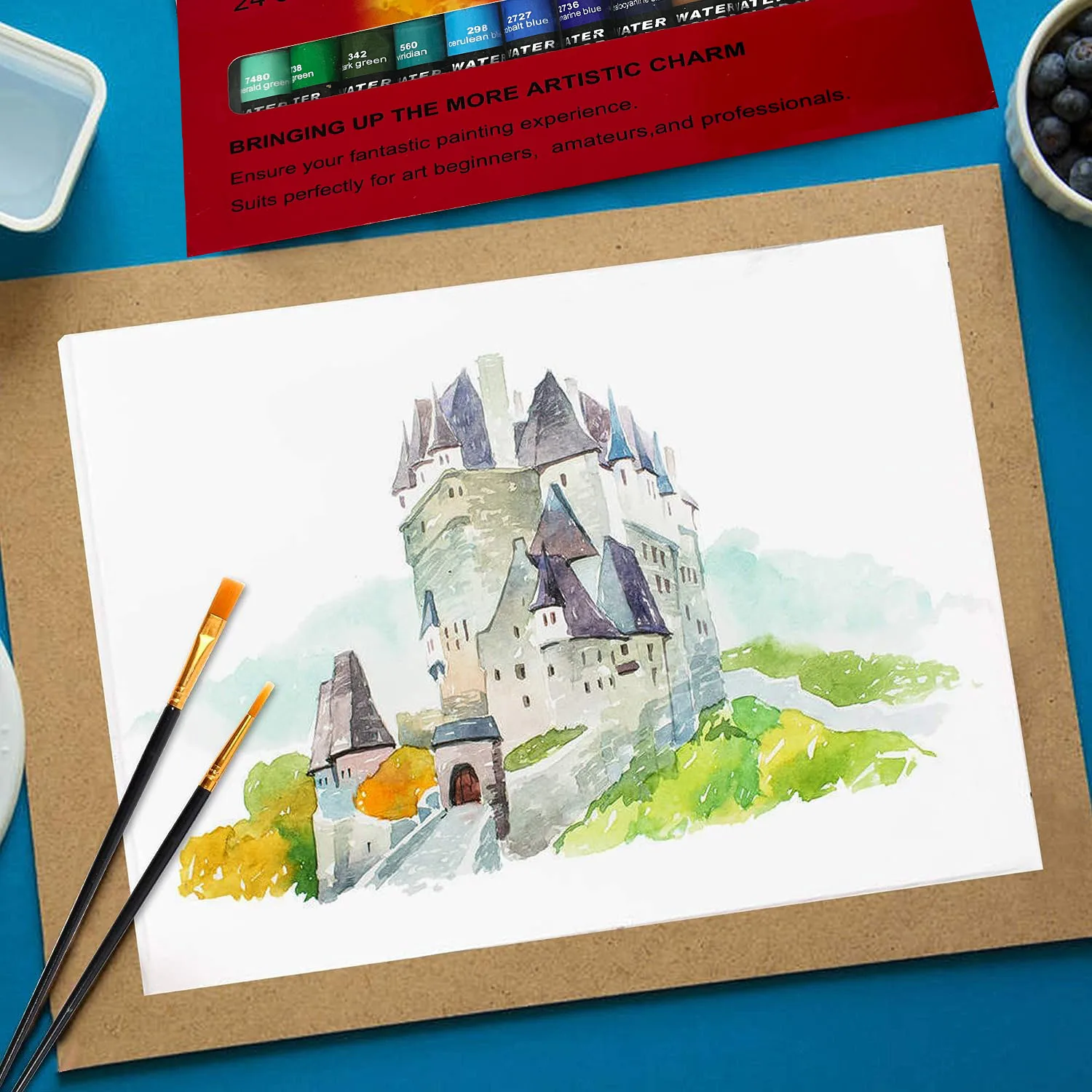 XinyiArt Professional Painting Supplies Set 24 Tube Water Color Paints Watercolor Paint Kit for Artists Beginners