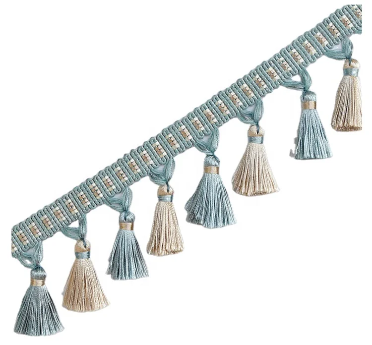 European-style full hanging curtain lace binding High Quality Decorative Fancy Oxford Beads Tassel Curtain Fringe Trims For Home