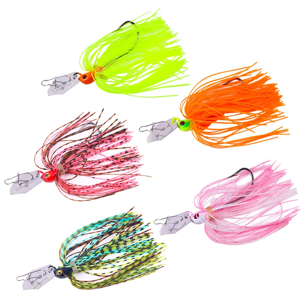 Wholesale saltwater 11.5g Lead Jig Head fishing Rubber Spinner Bait jig Blades Bass Lures with Silicone Skirt