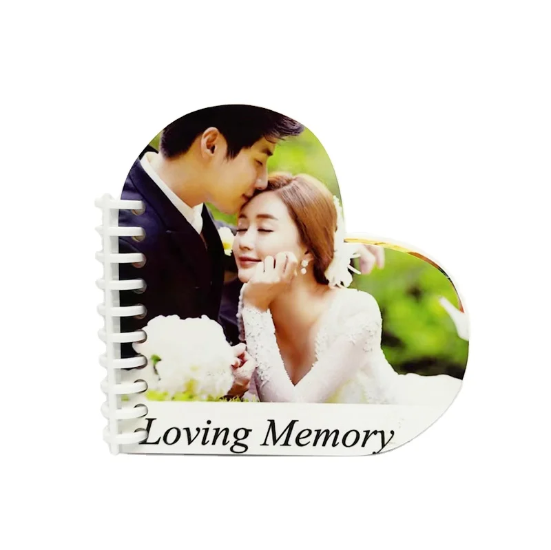 Heart shape Photo book Sublimation board book double sided printable FRP notebook with clip