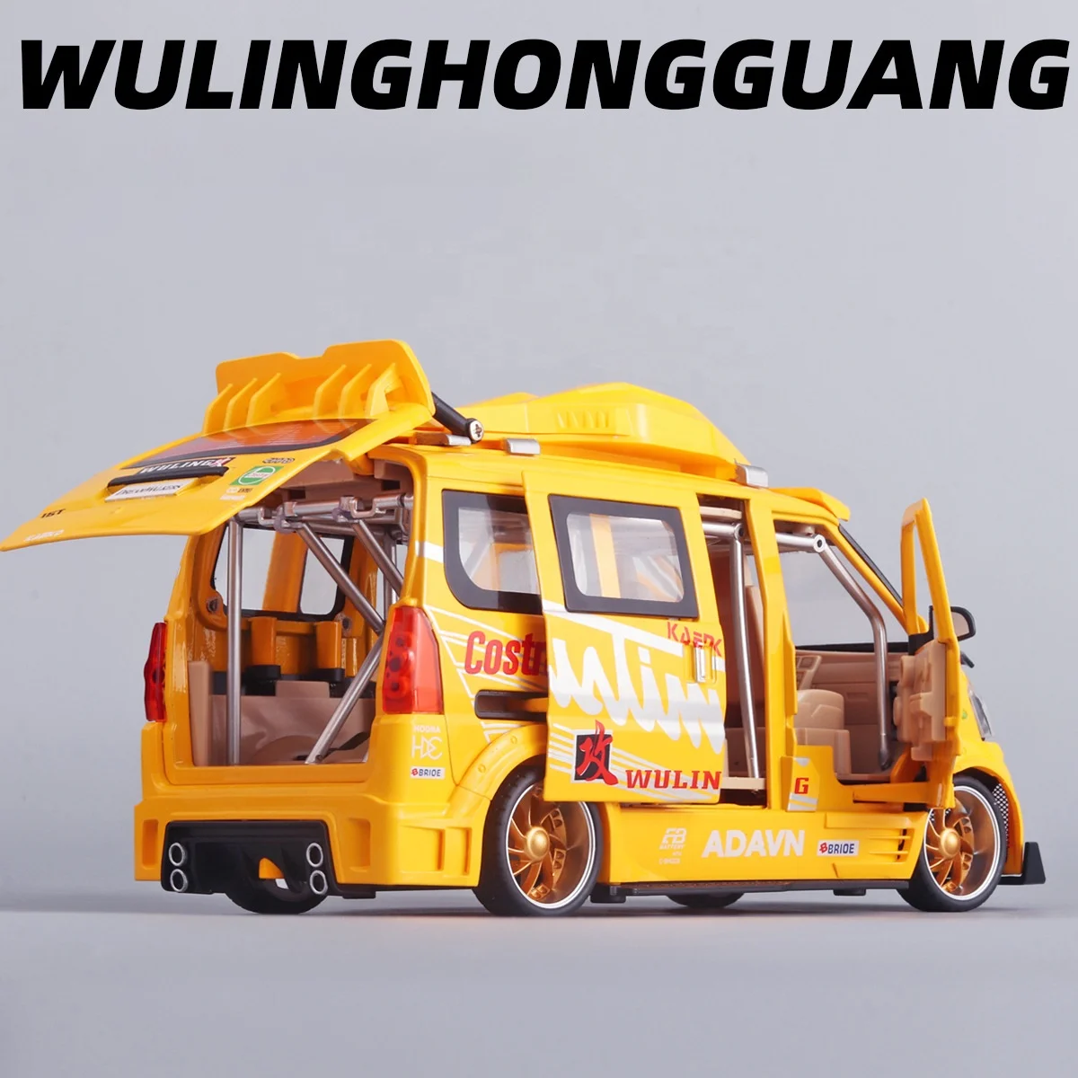 Hot WULING 1:24 Alloy Diecast Car Classic Hobby Grade Model Collection Gift Kid Toys With Light mini Modified Van For Adults