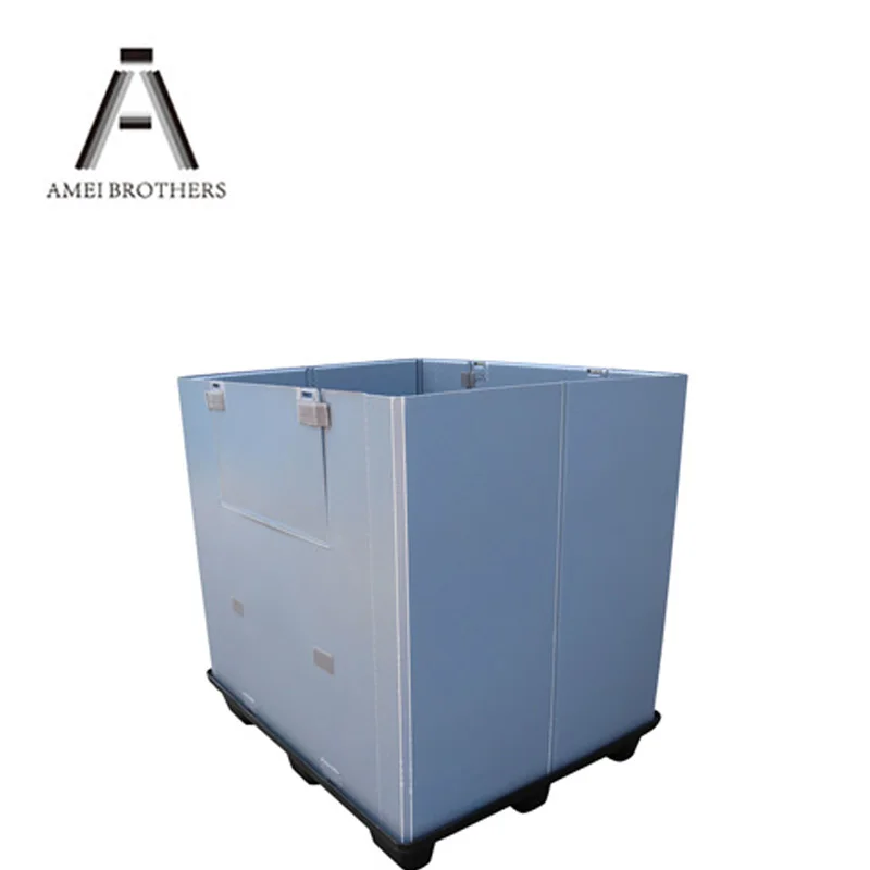
Transport packaging stackable collapsible heavy duty PP material large foldable plastic pallet box container 