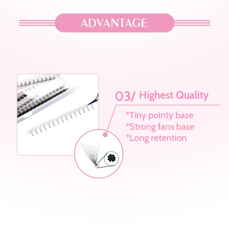 Mix length tray 3D 4D 5D 6D 8D 0.05 0.07MM ultra speed pro made lash narrow promade lash fans