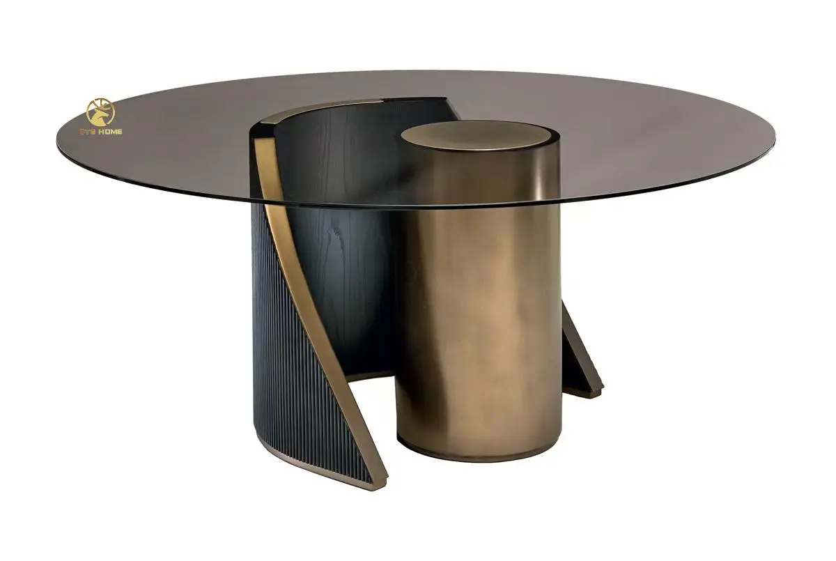 Italian Minimalist Round Dining Table Designer Light Luxury Tempered Glass Countertop High-end Restaurant rectangle dining table