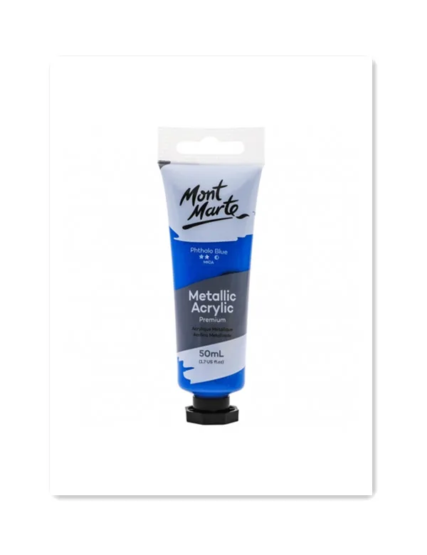 Mont Marte Metallic Acrylic Paint 50ml - Phthalo Blue artist acrylic paint
