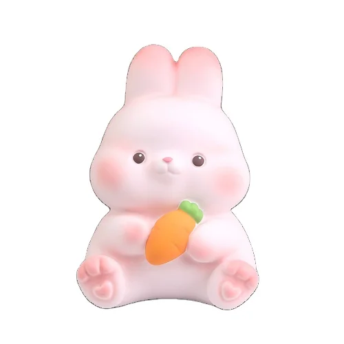 Customized colorful plastic shaped white rabbit bank sale price pvc baby coin money box resin saving banks toy for kids