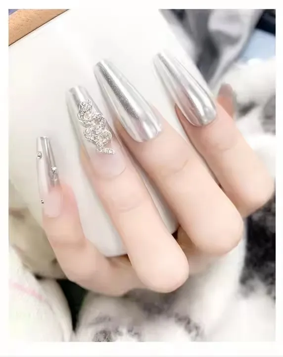 Destly New 6 Colors Per Set Mirror Metal Chrome Rose Aurora Holographic Pigment Pressed Solid Nail Powder