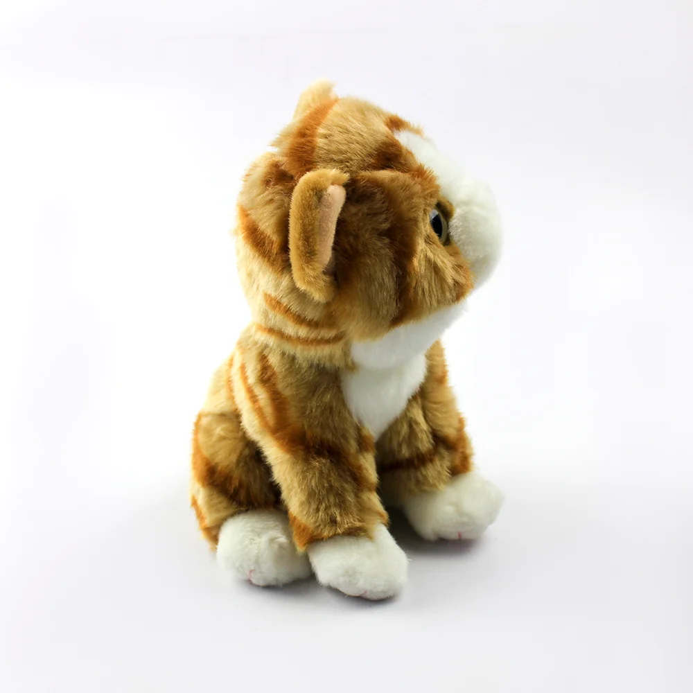 Customized Mini Lifelike Striped Cat Plush Toys Soft Cute Big Eyed Cats Realistic Scottish Fold Animal Stuffed Toy