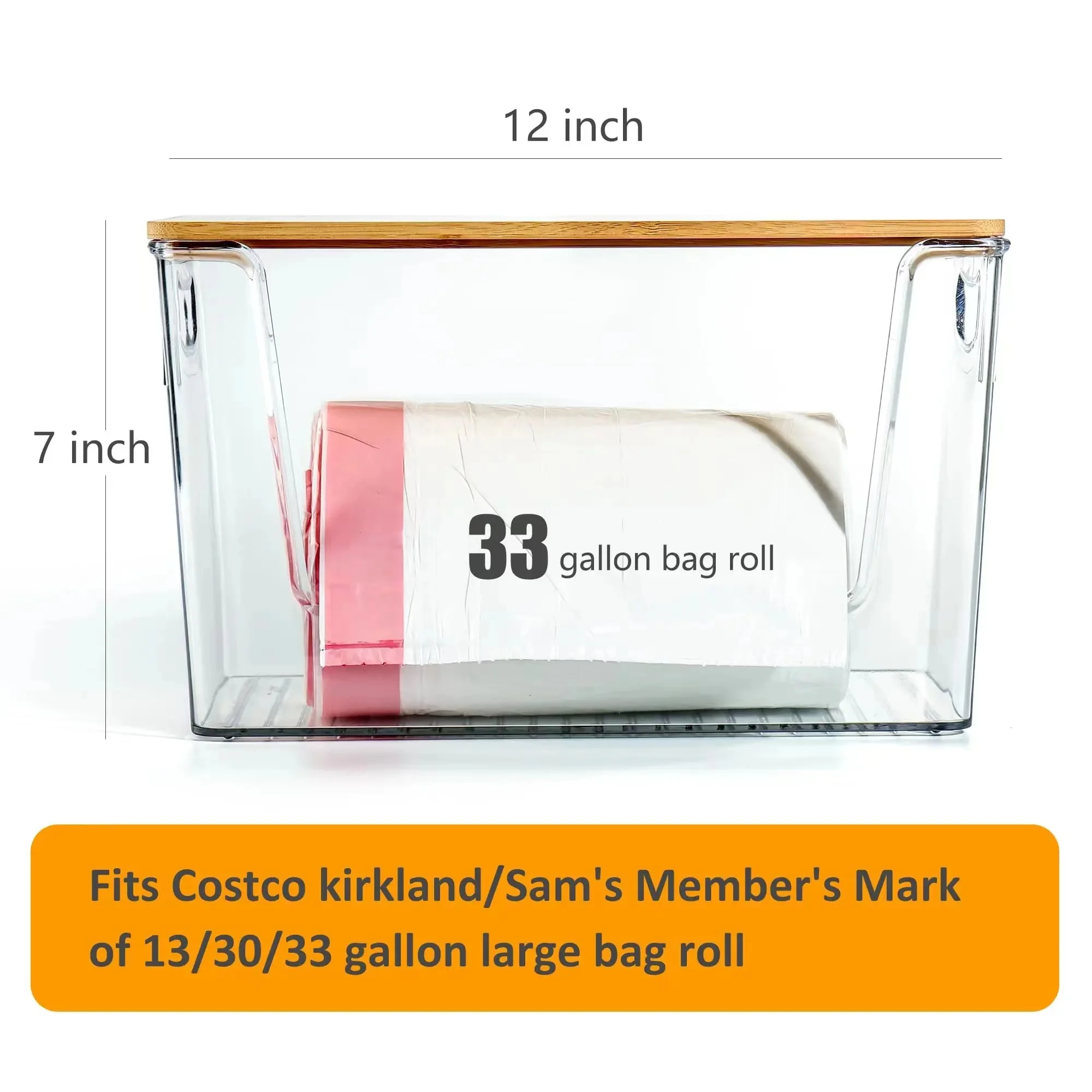 2 in 1 Trash Bag Dispenser Roll Holder 13 Gallon, Garbage Bag Storage Dispenser, Trash Bag Organizer Under Sink, Wall Mount Bamb